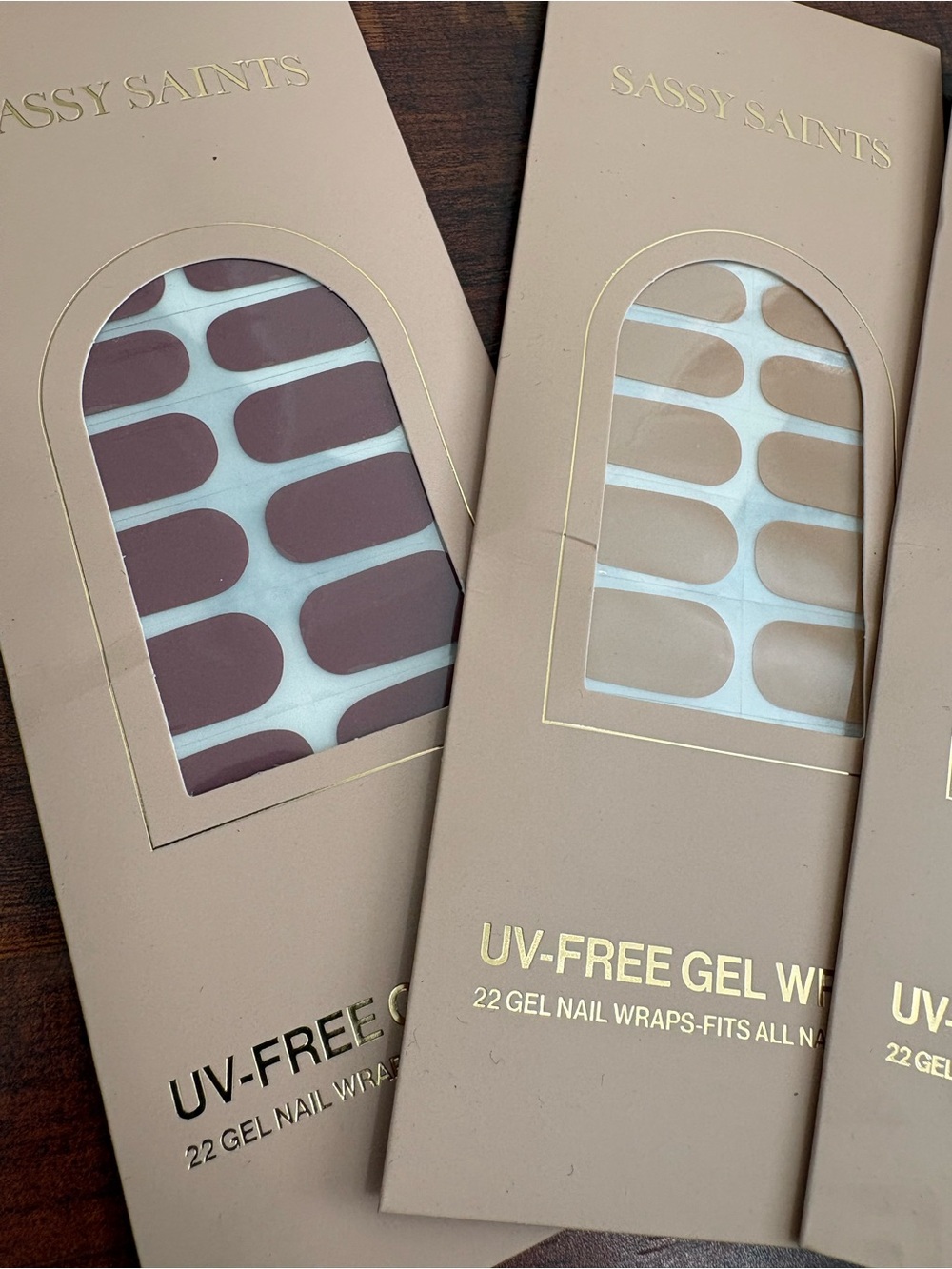 NEW Sassy Saints UV-Free Gel Nail Wraps - Neutral & Pastel Shades - set of 5 - Picture 2 of 4